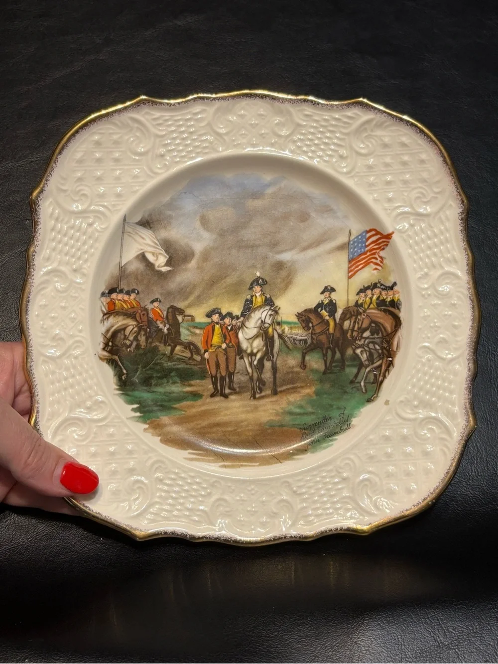 Vintage Sanders Mfg John Trumbull Revolutionary War Plates Set Declaration USA